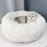 50cm-70cm Long Plush Super Soft Pet Bed Kennel Dog Round Cat Winter Warm Sleeping Bag Puppy Cushion Mat Portable Cat Supplies