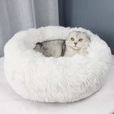 50cm-70cm Long Plush Super Soft Pet Bed Kennel Dog Round Cat Winter Warm Sleeping Bag Puppy Cushion Mat Portable Cat Supplies
