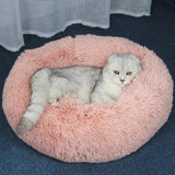 50cm-70cm Long Plush Super Soft Pet Bed Kennel Dog Round Cat Winter Warm Sleeping Bag Puppy Cushion Mat Portable Cat Supplies
